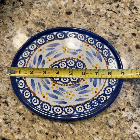 temptations bakeware old world 9 inch Trivet round blue - Picture 2 of 3